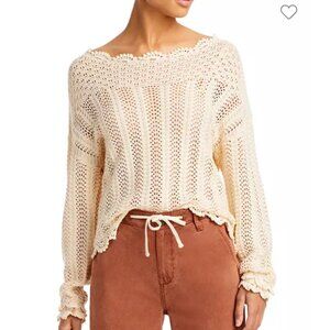 Paige Womens Kuzuyu Knit Scalloped Sweater XS